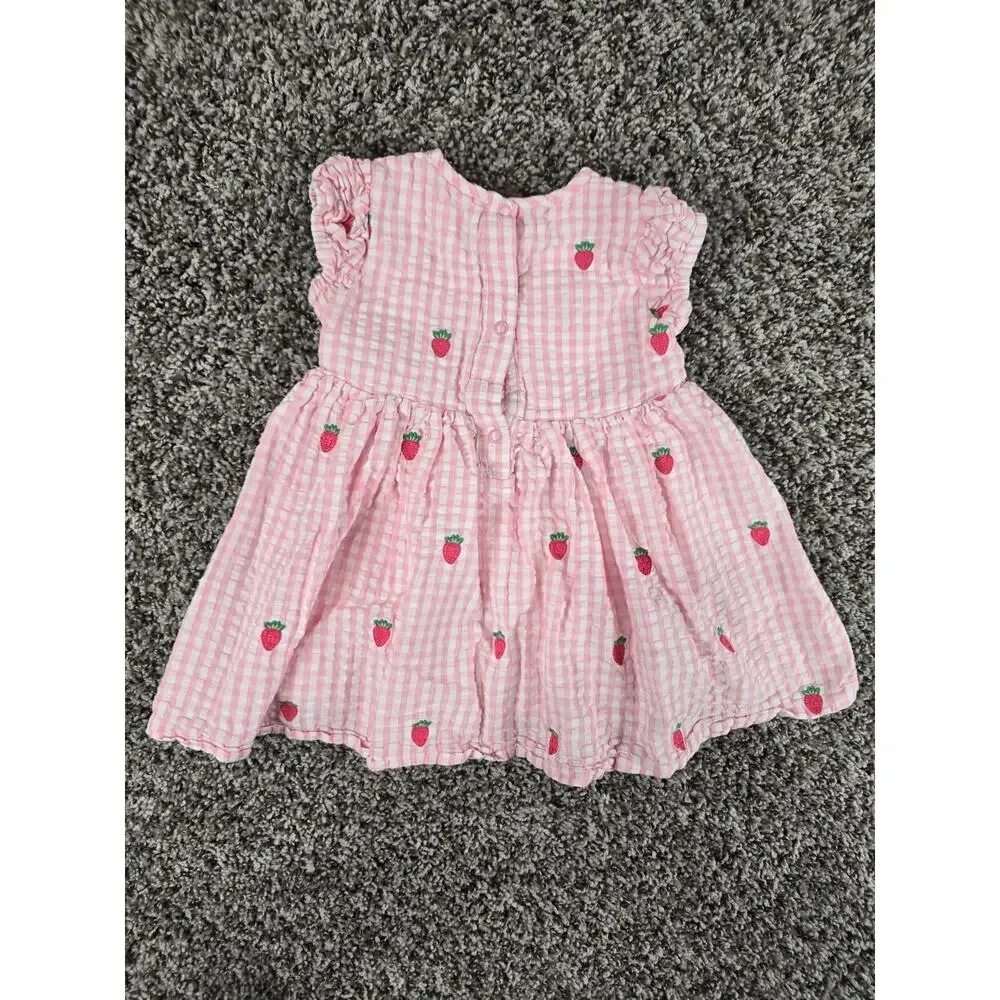 Adventurewear 360 Baby Girls Sz 24M Pink Gingham Dress Strawberry Embroidered